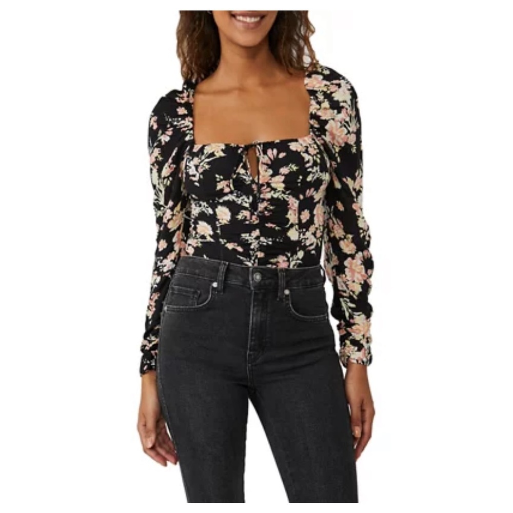 FREE PEOPLE | Hilary Printed Top in Black Combo